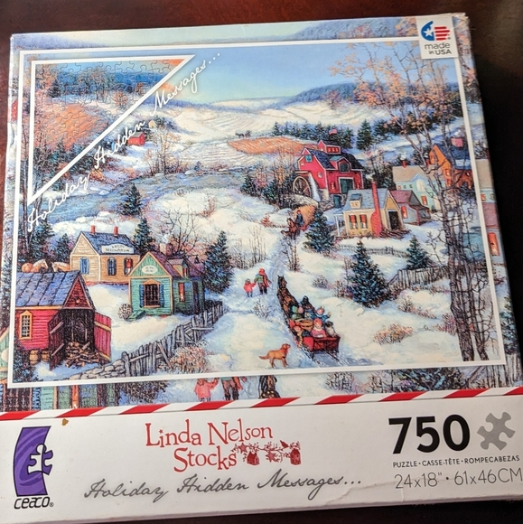 Linda Nelson Stocks Holiday Hidden Messages Puzzle - 750 Pieces T3MIS - Picture 1 of 3